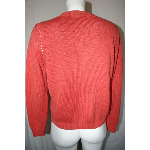 J.L. Plum Womens Button-Up Knit Cardigan Sweater Coral Size Medium - Picture 5 of 6